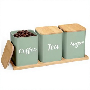 Boîte de rangement avec anneau et couvercle Boîte de rangement en acier inoxydable Ensemble de boîtes de conserve hermétiques pour thé et café - Product Image 1