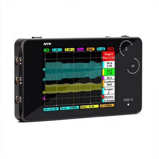 Mini Digital Oscilloscope DS212 Thumb Wheel 1MHz 8MB LCD Display Handheld Pocket Osciloscopio
