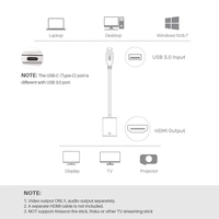 USB3.0 kabel konverter Port HDTV USB 3.0 a ke, adaptor grafis eksternal untuk LCD TV Gratis Driver kabel Audio Video