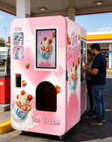Station de gelato 24h/24 avec système de garniture double, refroidissement par air, sans raccordement à l'eau