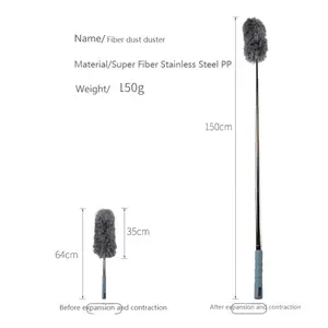 Brosse de nettoyage de voiture, <span class=keywords><strong>plumeau</strong></span> à plumes rétractable et allongé en acier inoxydable, perche à cheveux électrostatique, <span class=keywords><strong>plumeau</strong></span> à poussière domestique - Product Image 4