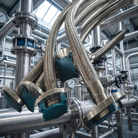 Tuyau ondulé en acier inoxydable avec joint d'expansion en PTFE, soufflet antistatique, tuyau de gros calibre résistant à la corrosion basse pression