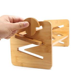 Soporte de bambú y madera para alimentar mascotas, estante para comida de perros, tazón para comida de gatos, dos compartimentos con altura ajustable, hecho a medida para exportación. - Product Image 2