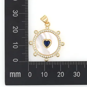 New Trend Round Shell Pendant Necklace Gold Plated Rainbow Zircon Heart Shaped Accessories O-Chain Jewelry Wholesale