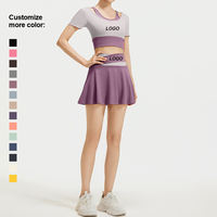 Ensemble deux pièces pour femme, uni, infroissable, 100 % polyester, avec cordon de serrage, respirant, séchage rapide, pour le sport, la gym, le fitness et le yoga