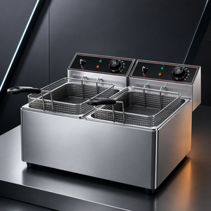 เครื่องทอดไฟฟ้าแบบสองถัง 6 กิโลวัตต์ ประสิทธิภาพสูง ความจุ 8 ลิตร บวก 8 ลิตร ทำจากสแตนเลส สำหรับร้านอาหาร โรงอาหาร และร้านกาแฟ - Product Image 1