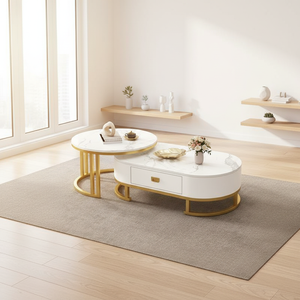 Tavolino da Caffè Ovale in Lastra di Pietra di Lusso Contemporaneo con Vano Contenitore, Arredamento di Alta Gamma, Soddisfazione Garantita - Product Image 5