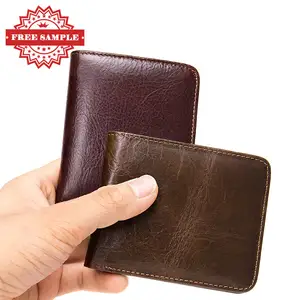Portefeuille court de styliste pour hommes, porte-cartes en cuir véritable RFID mince à deux volets pour hommes