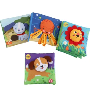 الكتب الناعمة الأولى للأطفال مخصصة بسعر الجملة ألعاب تعليمية للأطفال مع رأس حيوان ثلاثي الأبعاد