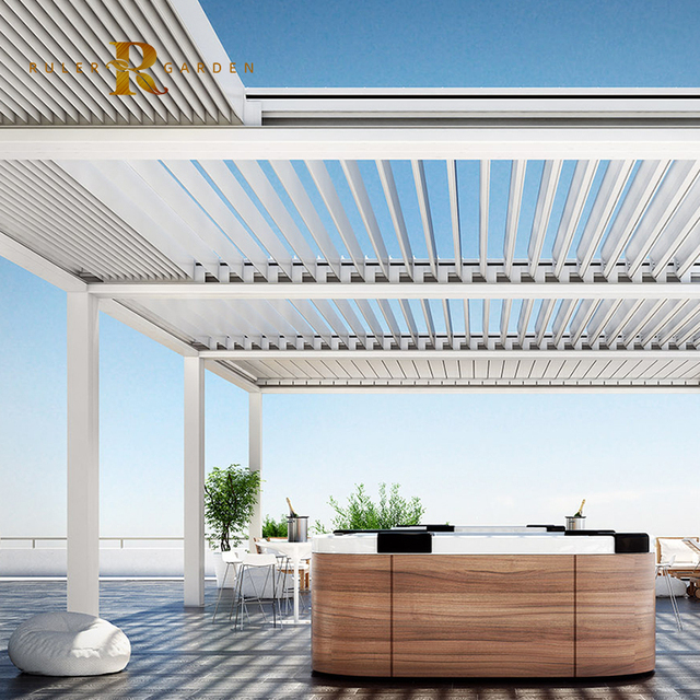 Automatic Electric Retractable Roof Awning Systems Sun Shade Canopy Waterproof Aluminum Motorized Louvered Pergola Awnings