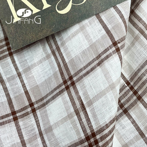 JL594 #   Tela de Lino Europeo 100% Teñida en Hilo, Suave, Marrón, a Cuadros <span class=keywords><strong>Vichy</strong></span>, Tejido Liso para Ropa - Product Image 6