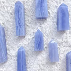 Wholesale Crystal <b>Crafts</b> High Quality Blue Agate Point Healing Blue Lace Agate Blue Banded Agate Tower Wand for Decoration - Product Image 4