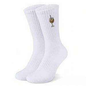 Custom Thick Cushion Men's Crew <b>Socks</b> Knitted Athletic Tube Sport <b>Socks</b> with Cartoon Embroidery Logo for ODM Supply Black White - Product Image 3