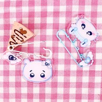 Breloques personnalisées en acrylique style épinglette de sécurité, broches de style dessin animé, pendentifs de sac, esthétique Y2K, portables, cadeaux de bienvenue en gros pour elle