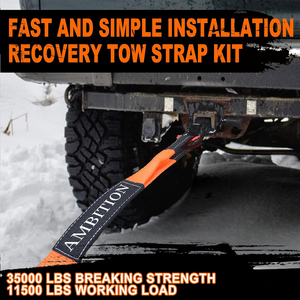 Correa de <span class=keywords><strong>Remolque</strong></span> AMBITION de 3'' y 30 pies, Correas de <span class=keywords><strong>Remolque</strong></span> con Capacidad de 35000 lb, Correas de Bucle, Cuerda de <span class=keywords><strong>Remolque</strong></span> de Emergencia para Todoterreno - Product Image 3