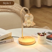 Lampe chauffe-bougies en bois romantique avec veilleuse Minuterie de brûleur de fonte de cire électrique pour chauffer la cire de fonte de cire de verre