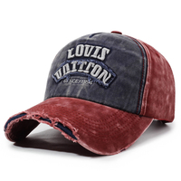 Casquettes de baseball rétro en toile de coton à bord effiloché, brodées, effet vieilli, 6 panneaux rigides, pour commandes en gros de marques (Marque privée)