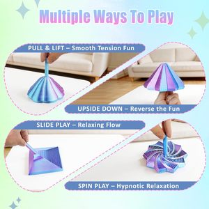 Lot de 4 jouets anti-stress imprimés en 3D : Tour de radis, Étoile, Fleur, Hexagone, Carré – Jouet sensoriel pour soulager le stress, Cadeau de Noël et d'anniversaire - Product Image 4