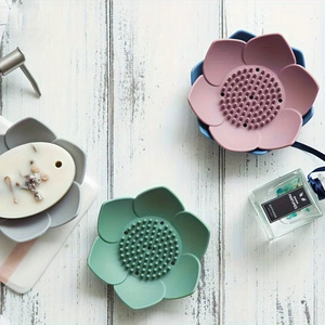Porte-savon en silicone en forme <span class=keywords><strong>de</strong></span> lotus Boîte à savon <span class=keywords><strong>de</strong></span> salle <span class=keywords><strong>de</strong></span> bain Porte-savon en silicone Design <span class=keywords><strong>de</strong></span> lotus Boîte à savon en silicone Boîte d'égouttage Accessoires <span class=keywords><strong>de</strong></span> salle <span class=keywords><strong>de</strong></span> bain - Product Image 3