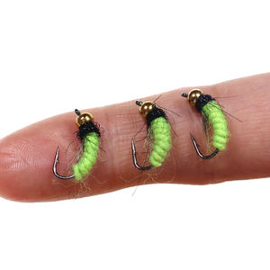 Appât artificiel pour la pêche en forme d'insecte, leurre pour attraper des poissons, fluorescents, nymphe de mouche, UV, en laiton, avec tête plombée - Product Image 6