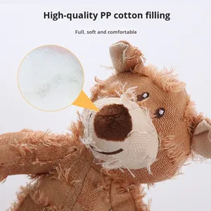 Juguete de Peluche Ecológico de Lujo para Perros, Juguete Interactivo Resistente con Sonido de Oso Mendigo, Hecho de Lino Duradero, Entrega Rápida - Product Image 2