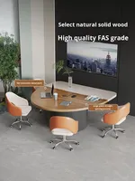 Table de conférence ovale moderne en bois, petite, pour 4 personnes, ensemble de chaises de négociation d'affaires, réception de bureau, luxe léger