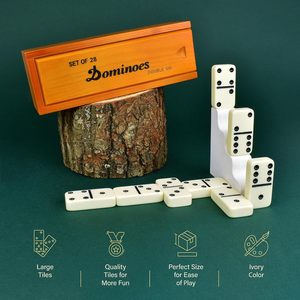 Junji thủ công Gỗ Thủ Công Jumbo đôi <span class=keywords><strong>6</strong></span> Domino đặt du lịch trò chơi người lớn trẻ em cổ điển trò chơi hội đồng quản trị hộp gỗ Đồ chơi Quà Tặng - Product Image 4