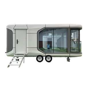 Mini caravane de voyage pour 4 personnes, en aluminium, moderne, légère, avec évier, sol en PVC gris - Product Image 1