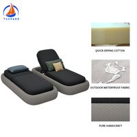Rattan Sun Loungers Bett mit Rädern Schwimmbad bett Patio Schaukeln Rattan Triangle Sun Sofa Lounger Daybed