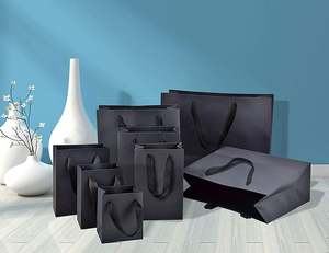 Matte Laminated Black Small Business <b>Paper</b> <b>Bags</b> with Widening Cloth Handles - Product Image 5