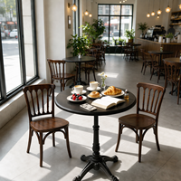 Ensemble table et chaises de salle à manger de style français vintage à motifs floraux, en bois massif, mobilier commercial pour boulangeries, pâtisseries, salons de thé
