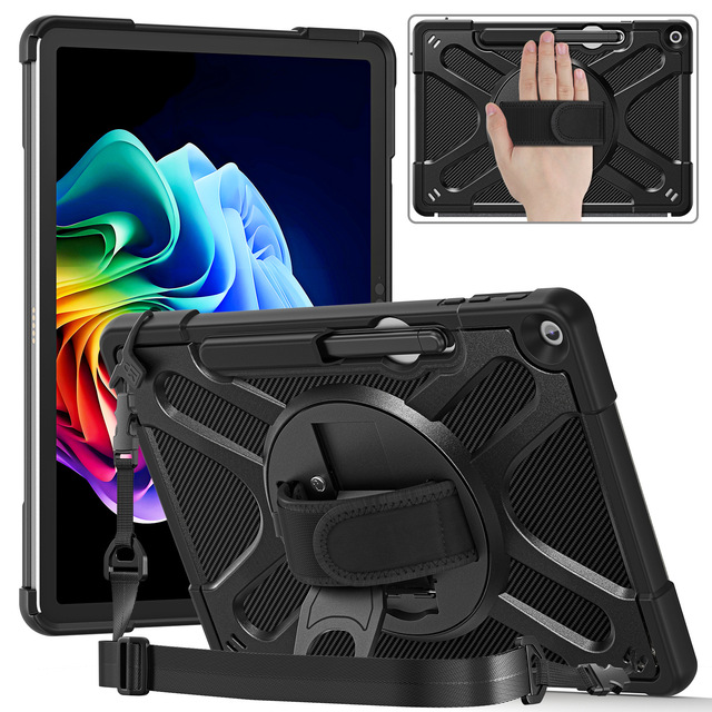 Rugged Shockproof Protective Cover Case with Rotating Hand Strap & Stand for Microsoft Surface Pro 12 Inch 1st Edition 2025