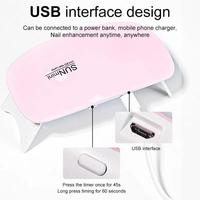 Secador de Uñas Eléctrico Portátil Automático de 6W, Mini Lámpara UV de 6 LED para Manicura, Cable USB, Secado de Esmalte, Certificado CE, Rápido