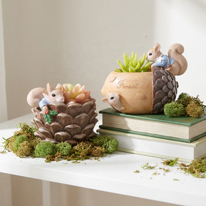 ROOGO Pots de plantes originaux de 10 cm, joli pot en résine en forme d'écureuil, pot de fleurs créatif pour la maison et le <span class=keywords><strong>jardin</strong></span> - Product Image 1