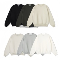 Sweat-shirt à col rond en molleton épais 350g avec logo personnalisé, style américain, épaules tombantes, pull d'hiver pour homme