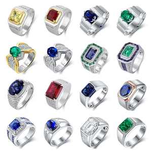 ANSTER <strong>Silver</strong> S925/18k/pt950 Lab Grown <strong>Emerald</strong> Lab Created <strong>Emerald</strong> Gift Custom Jewelry Men <strong>Ring</strong> - Product Image 5