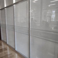 Double Vitrage En aluminium Cloison de Séparation De Bureau Cloison En Verre avec Volet Roulant et Store