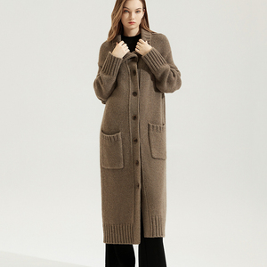 Weshallo Manteau d'hiver épais <span class=keywords><strong>en</strong></span> tricot épais <span class=keywords><strong>fait</strong></span> <span class=keywords><strong>main</strong></span> sur mesure <span class=keywords><strong>en</strong></span> <span class=keywords><strong>laine</strong></span> de yak et cachemire de chèvre pour <span class=keywords><strong>femme</strong></span> - Product Image 3