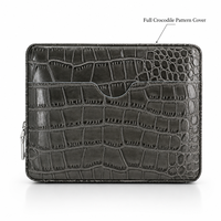 Étui de voyage pour cigares en cuir de crocodile de luxe, 8 cigares, portable, avec fermeture éclair, hygromètre intégré, doublure en bois de cèdre espagnol