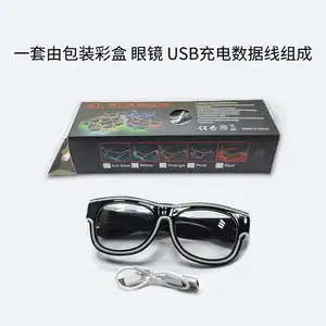 2020 New Arrival Flashing USB Rechargeable Aqua Color LED Plastic Sunglasses For Night Party