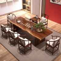 Massivholz-Esstisch & Teetisch-Set im Zen-inspirierten chinesischen Stil, Couchtisch und Stühle im italienischen Minimalismus-Design für Zuhause und Büro