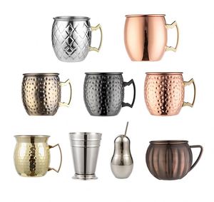 Vasos de Barra de Acero Inoxidable 304 con Diseño Elegante, Estilo Europeo, Ecológicos, Martillados, Recubiertos de Cobre, para Cócteles Moscow Mule - Product Image 2