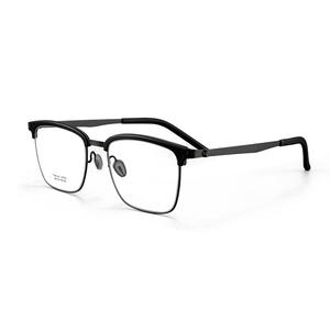 Lunettes de vue carrées demi-cerclées pour hommes Linde 2703, verres en plastique antireflet, design classique - Product Image 1