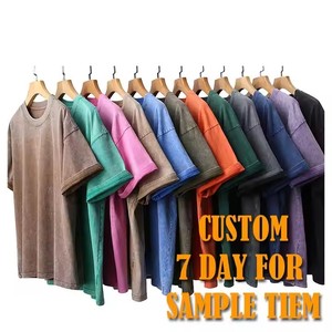 Camiseta Unisex de Alta Calidad OEM, Lavada al Ácido, Estilo Vintage, 100% Algodón, Oversize, Streetwear, Impresión DTG Personalizada, Anti-Pilling, 250 Gsm - Product Image 2