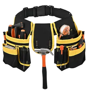 Custom Heavy Duty Multi-functional 26 Pockets Pouch Woodworker Detachable Waist Tool Belt Bag for Carpenter Electrician