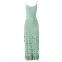 Robe midi en maille ajourée sans manches, coupe trapèze, couleur unie, pour femme, nouvelle collection été, haute qualité, style bureau, KD2477