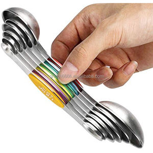 Venta caliente 2025 Cucharas medidoras magnéticas Juego de <span class=keywords><strong>6</strong></span> Cucharaditas apilables de doble cara de acero inoxidable para medir ingredientes secos y líquidos - Product Image 1