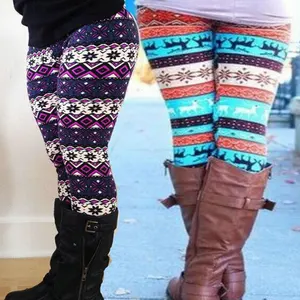 Fashion Women's High Waist Print Leggings Pants Party Xmas Trousers 18 Color
