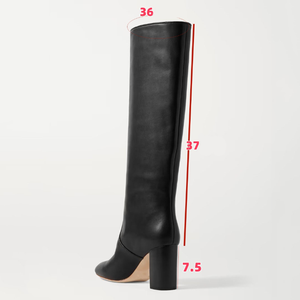 Botas Altas hasta la Rodilla para Mujer de Horma Ancha en Talla Grande 46, Zapatos de Cuero Genuino con Tacón Grueso, Puntera Redonda y sin Cierres - Product Image 4