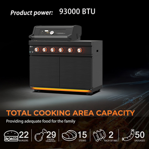 Barbacoa Premium de Doble Combustible (Propano/Gas) con 6 Quemadores, Acero Inoxidable, Opción Independiente/Integrada, 93000 BTU, Fácil de Usar, Modelo BKQ611001 Integrado - Product Image 1